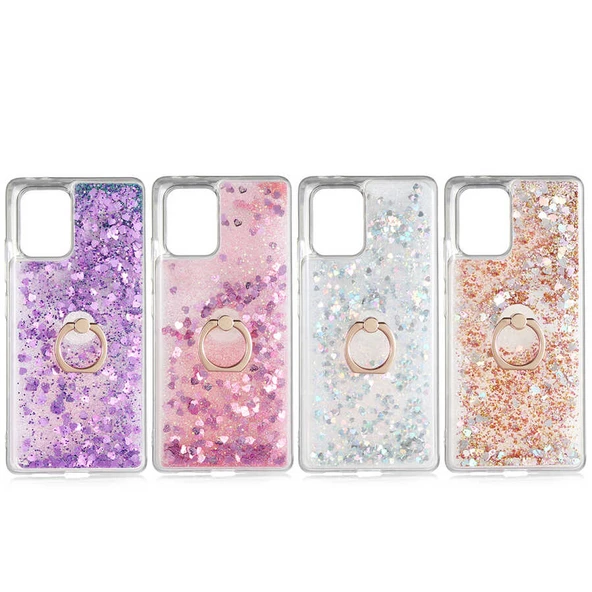 Samsung Galaxy A91 (S10 Lite) - Kılıf Yüzüklü Simli Sıvılı Milce Kapak - Resim 2