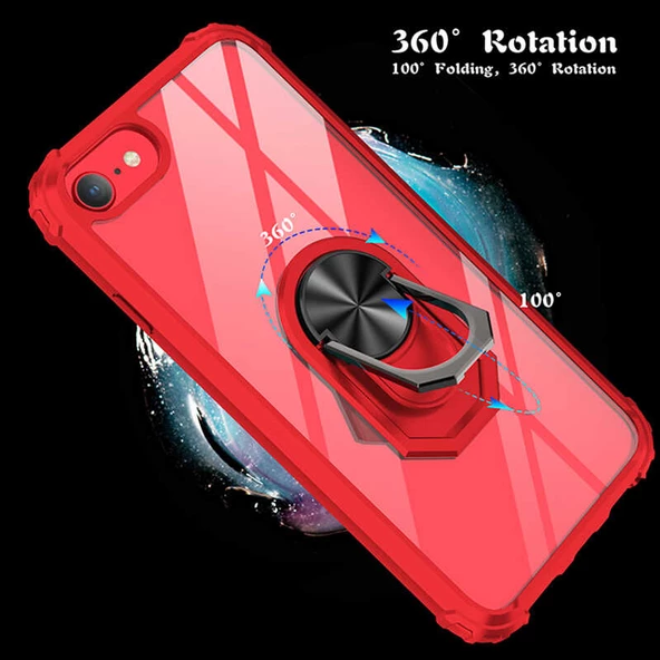 Apple iPhone SE 2020 - Kılıf Yüzüklü Arkası Şeffaf Koruyucu Mola Kapak - Resim 5