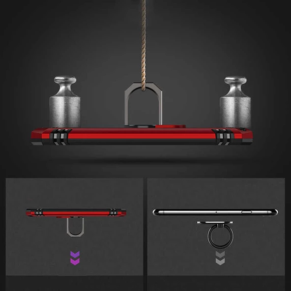 Samsung Galaxy A21 - Kılıf Yüzüklü Zırh Tank Vega Kapak - Resim 6