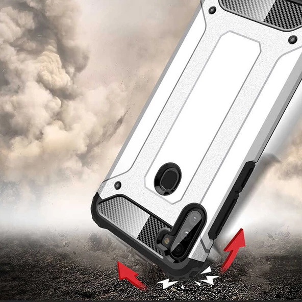 Samsung Galaxy M11 - Kılıf Çift Katman Zırh Tank Crash Military Kapak - Resim 5