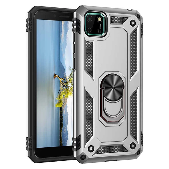 Huawei Y5P - Kılıf Yüzüklü Zırh Tank Vega Kapak