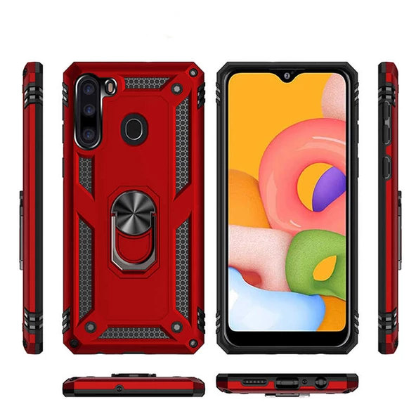 Samsung Galaxy A21 - Kılıf Yüzüklü Zırh Tank Vega Kapak - Resim 3