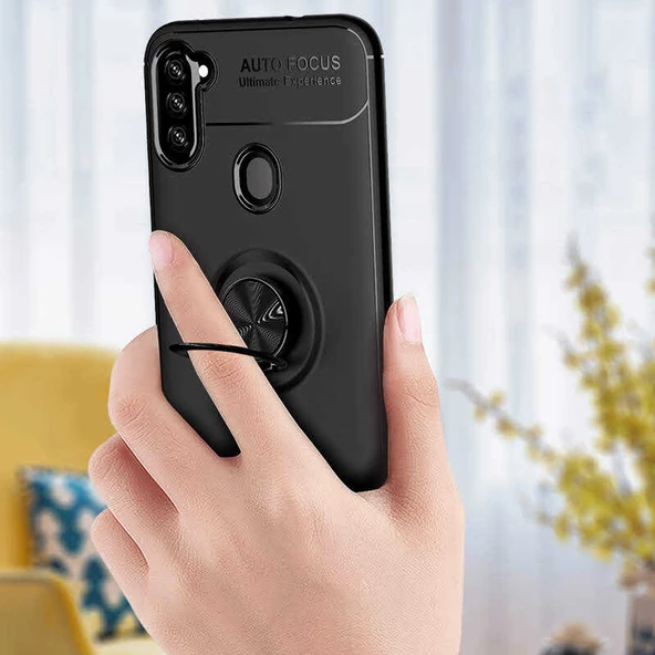 Samsung Galaxy A11 - Kılıf Yüzüklü Karbon Ravel Silikon Kapak - Resim 4