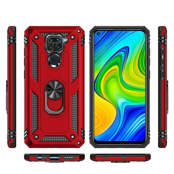 Xiaomi Redmi Note 9 - Kılıf Yüzüklü Zırh Tank Vega Kapak - Resim 7