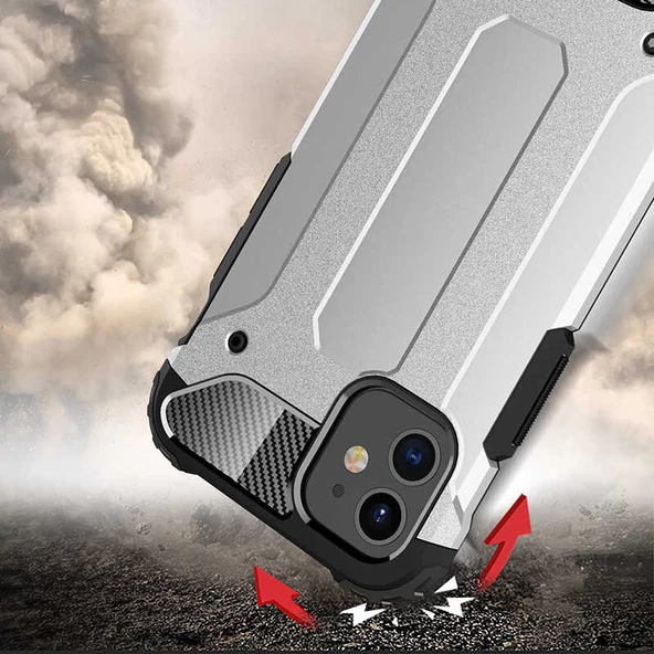 Apple iPhone 12 - Kılıf Çift Katman Zırh Tank Crash Military Kapak - Resim 6
