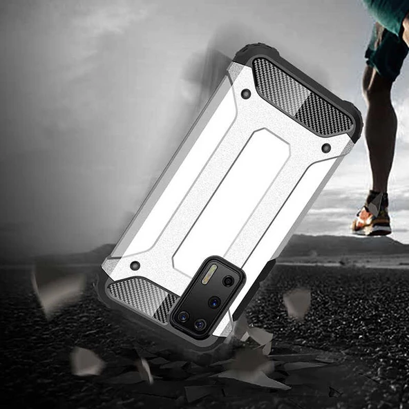 Huawei P40 - Kılıf Çift Katman Zırh Tank Crash Military Kapak - Resim 2