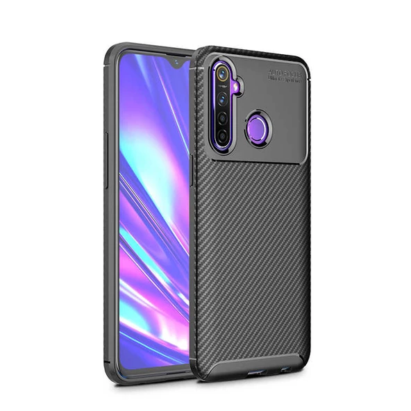 Realme C3 - Kılıf Auto Focus Karbon Negro Silikon Kapak