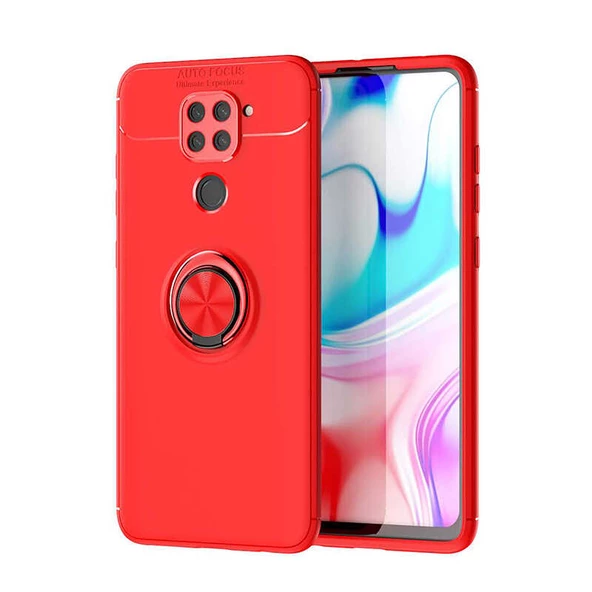 Xiaomi Redmi Note 9 - Kılıf Yüzüklü Karbon Ravel Silikon Kapak