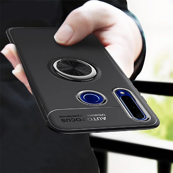 Huawei P40 Lite E - Kılıf Yüzüklü Karbon Ravel Silikon Kapak - 2