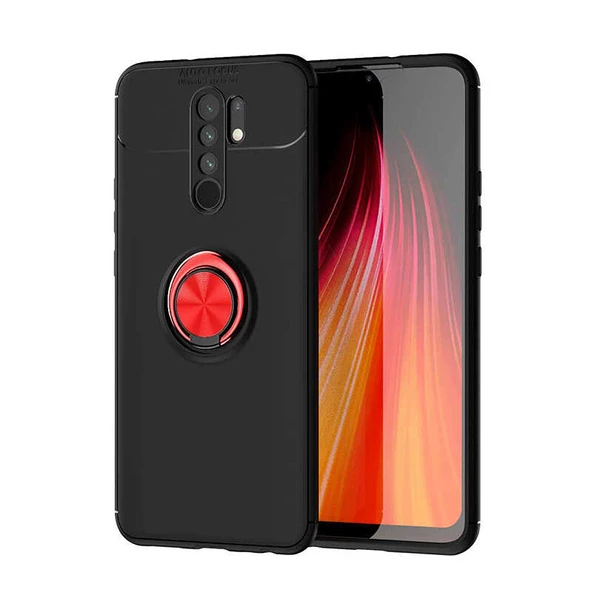 Xiaomi Redmi 9 - Kılıf Yüzüklü Karbon Ravel Silikon Kapak