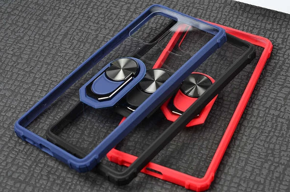 Samsung Galaxy A51 - Kılıf Yüzüklü Arkası Şeffaf Koruyucu Mola Kapak - Resim 3