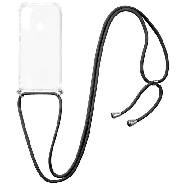 Xiaomi Redmi Note 8 - Kılıf Şeffaf İp Askılı Koruyucu X-rop Kapak - Resim 5