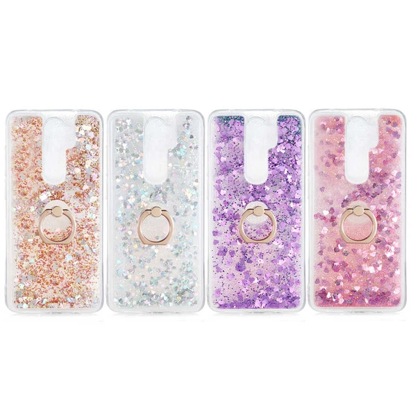 Xiaomi Redmi Note 8 Pro - Kılıf Yüzüklü Simli Sıvılı Milce Kapak - 2