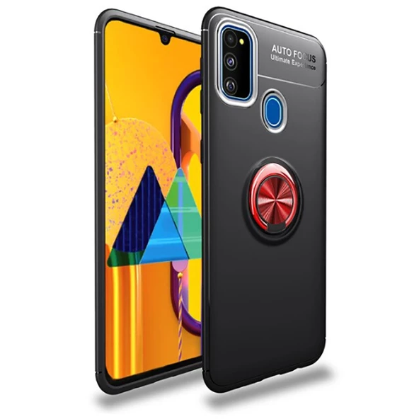Samsung Galaxy M21 - Kılıf Yüzüklü Karbon Ravel Silikon Kapak