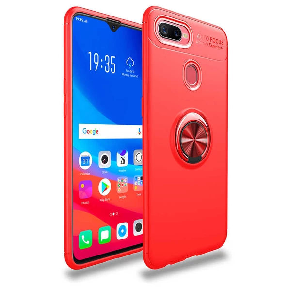 Oppo A12 - Kılıf Yüzüklü Karbon Ravel Silikon Kapak
