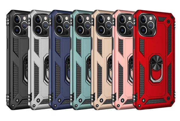 Apple iPhone 12 Pro Max - Kılıf Yüzüklü Zırh Tank Vega Kapak - Resim 2