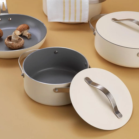 Schafer Moonlight Seramik Tencere Seti-7 Parça-Krem - 2