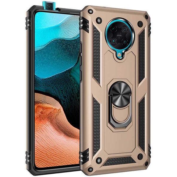 Xiaomi Poco F2 Pro - Kılıf Yüzüklü Zırh Tank Vega Kapak