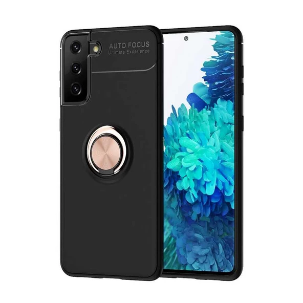 Samsung Galaxy S21 - Kılıf Yüzüklü Karbon Ravel Silikon Kapak