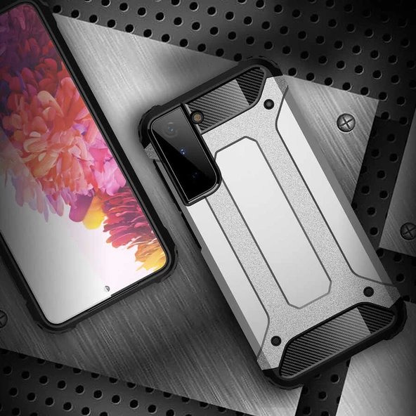 Samsung Galaxy S21 Plus - Kılıf Çift Katman Zırh Tank Crash Military Kapak - Resim 6