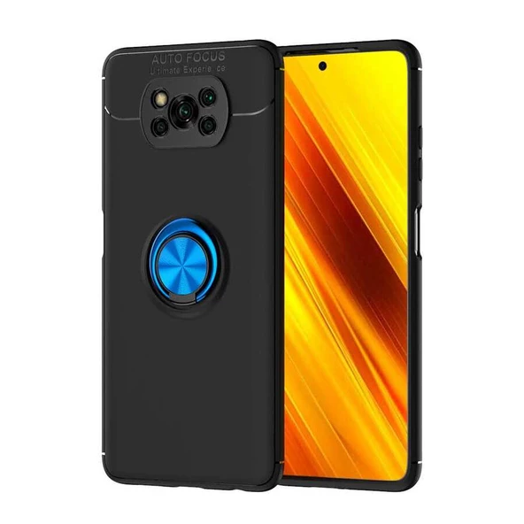 Xiaomi Poco X3 - Kılıf Yüzüklü Karbon Ravel Silikon Kapak