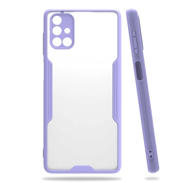 Samsung Galaxy M51 - Kılıf Kenarı Renkli Arkası Şeffaf Parfe Kapak ürün görseli 1