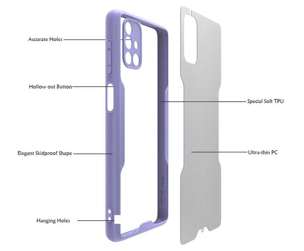 Samsung Galaxy M51 - Kılıf Kenarı Renkli Arkası Şeffaf Parfe Kapak - Resim 3