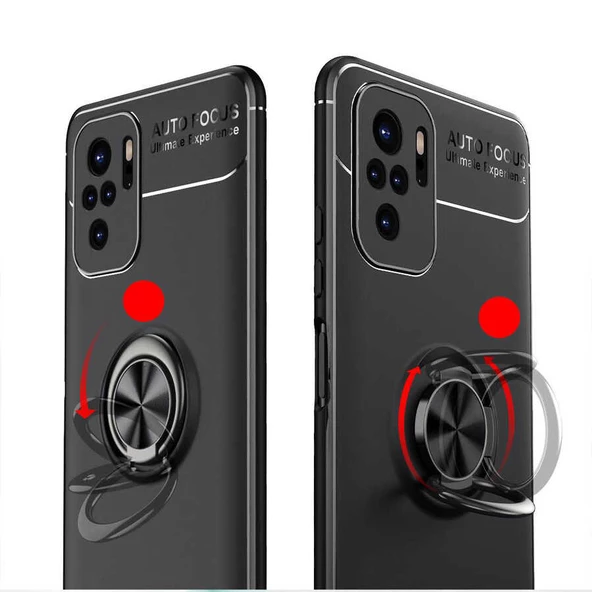 Xiaomi Redmi Note 10S - Kılıf Yüzüklü Karbon Ravel Silikon Kapak - Resim 4