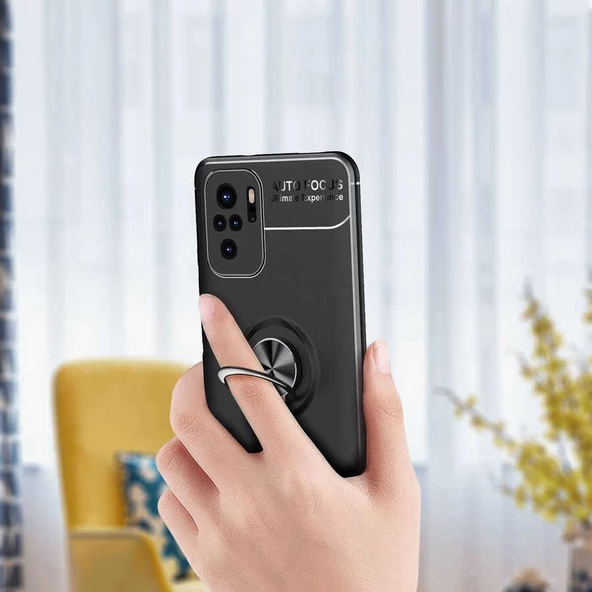 Xiaomi Redmi Note 10S - Kılıf Yüzüklü Karbon Ravel Silikon Kapak - Resim 5