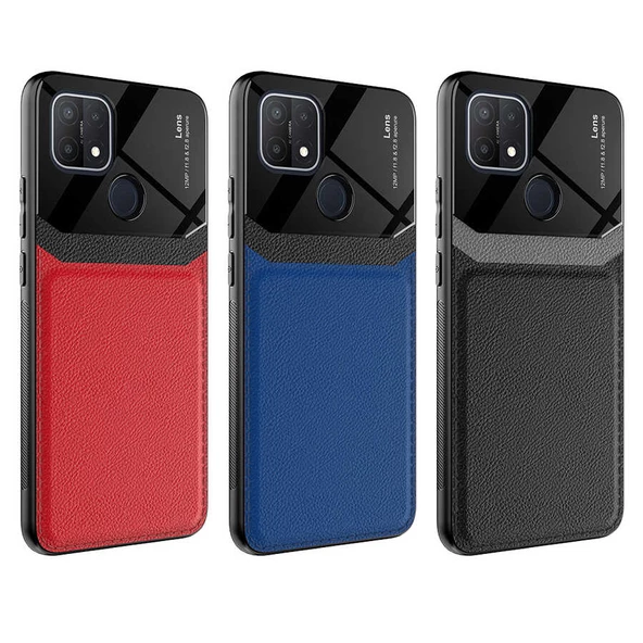 Oppo A15S - Kılıf Deri Görünümlü Parlak Mika Tasarımlı Emiks Kapak - Resim 2