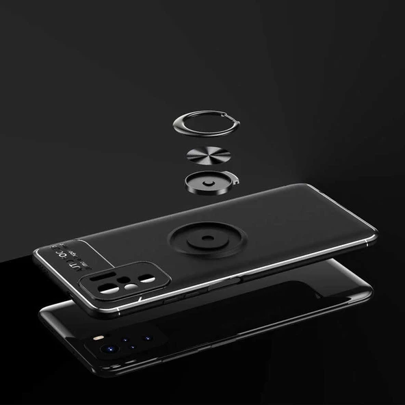 Xiaomi Redmi Note 10S - Kılıf Yüzüklü Karbon Ravel Silikon Kapak - Resim 3