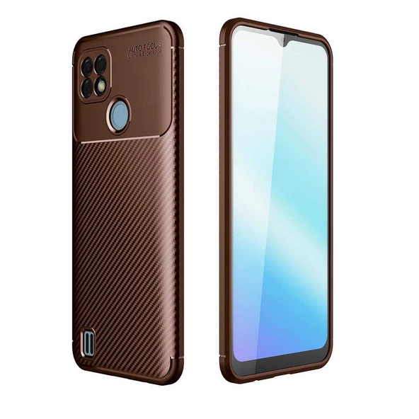 Realme C21 - Kılıf Auto Focus Karbon Negro Silikon Kapak