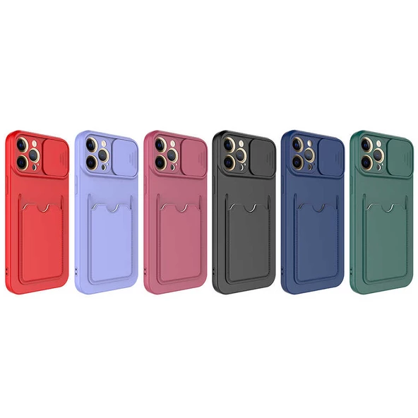 Apple iPhone 12 Pro - Kılıf Slayt Sürgülü Kart Bölmeli ​Kartix Kapak - Resim 4