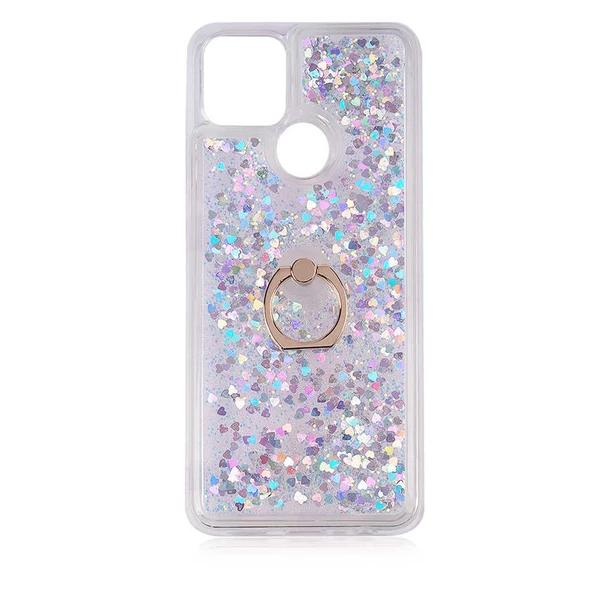 Oppo A15S - Kılıf Yüzüklü Simli Sıvılı Milce Kapak