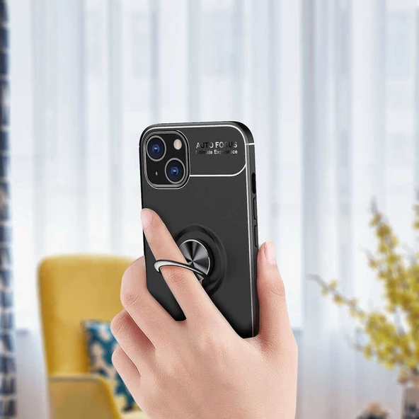 Apple iPhone 13 - Kılıf Yüzüklü Karbon Ravel Silikon Kapak - Resim 8