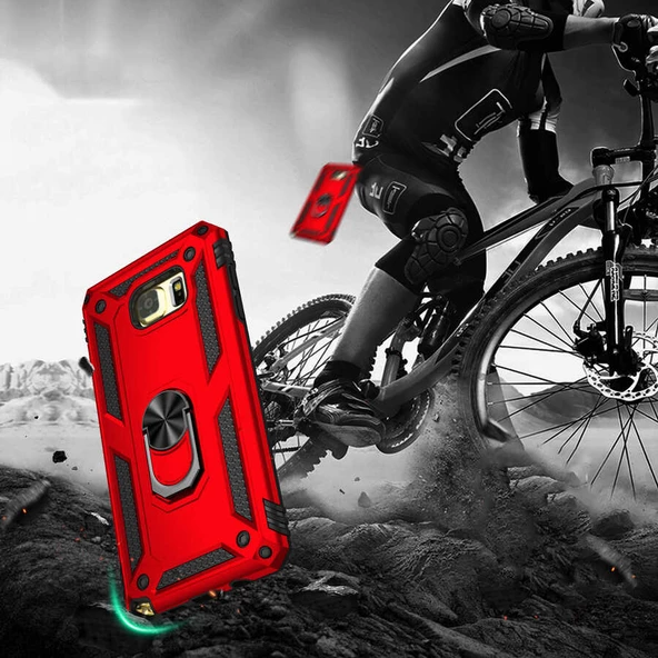 Samsung Galaxy Note 5 - Kılıf Yüzüklü Zırh Tank Vega Kapak - Resim 6