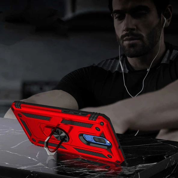 Huawei Mate 10 Lite - Kılıf Yüzüklü Zırh Tank Vega Kapak - Resim 8