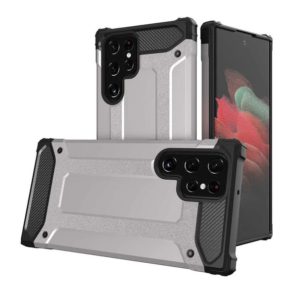 Samsung Galaxy S22 Ultra - Kılıf Çift Katman Zırh Tank Crash Military Kapak