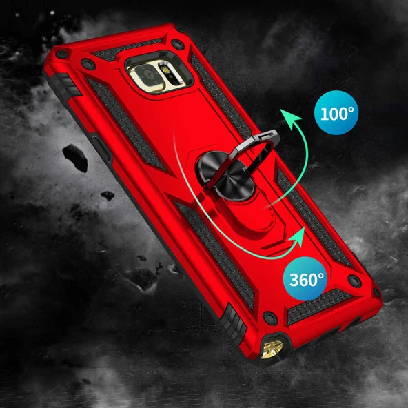 Samsung Galaxy Note 5 - Kılıf Yüzüklü Zırh Tank Vega Kapak - Resim 4