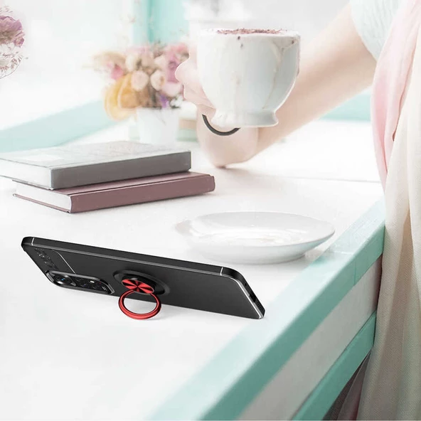 Xiaomi Redmi Note 11S Global - Kılıf Yüzüklü Karbon Ravel Silikon Kapak - Resim 4