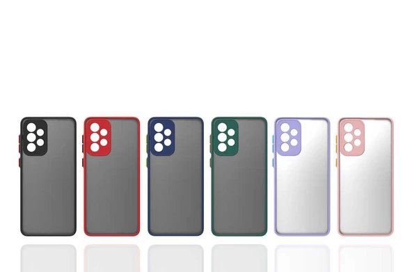 Samsung Galaxy A72 - Kılıf Arkası Buzlu Renkli Düğmeli Hux Kapak - Resim 2