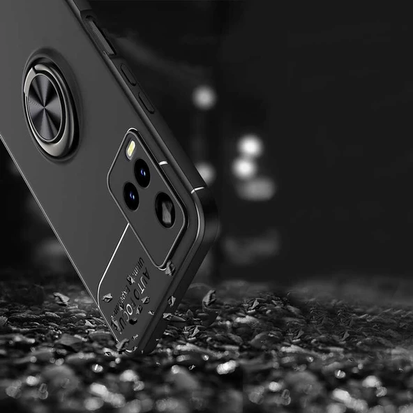 Vivo Y33S - Kılıf Yüzüklü Karbon Ravel Silikon Kapak - Resim 4