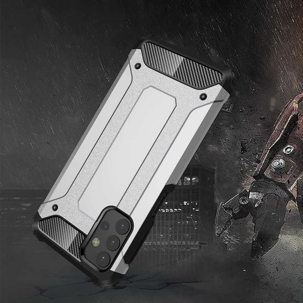 Samsung Galaxy A13 4G - Kılıf Çift Katman Zırh Tank Crash Military Kapak - Resim 2