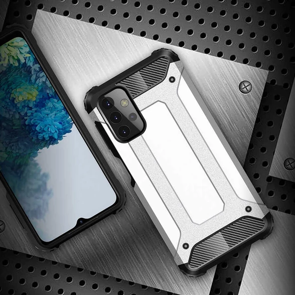 Samsung Galaxy A13 4G - Kılıf Çift Katman Zırh Tank Crash Military Kapak - Resim 4