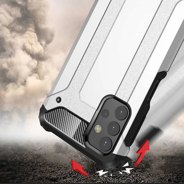 Samsung Galaxy A13 4G - Kılıf Çift Katman Zırh Tank Crash Military Kapak - Resim 3