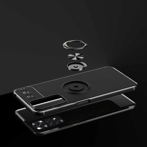 Xiaomi Redmi Note 11S Global - Kılıf Yüzüklü Karbon Ravel Silikon Kapak - Resim 6