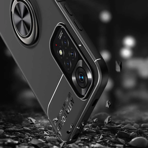 Xiaomi Redmi Note 11S Global - Kılıf Yüzüklü Karbon Ravel Silikon Kapak - Resim 7