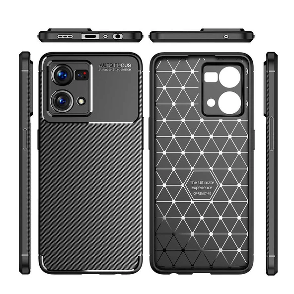 Oppo Reno 7 4G - Kılıf Auto Focus Karbon Negro Silikon Kapak - Resim 4