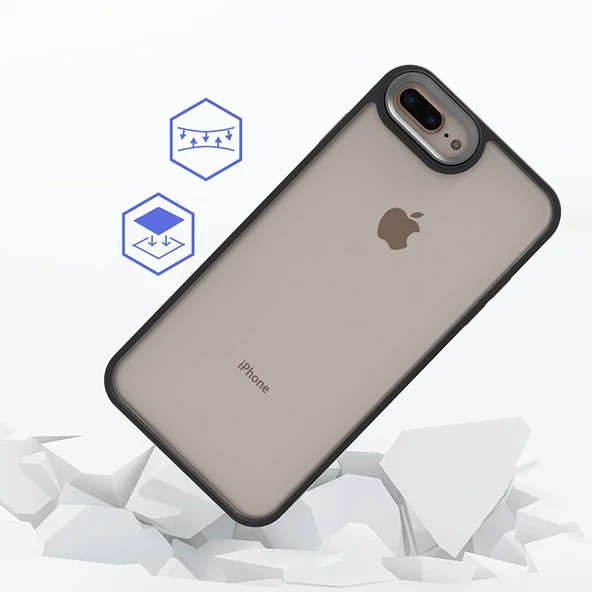 Apple iPhone 8 Plus - Kılıf Arkası Şeffaf Kamera Çevresi Parlak Zıt Renkli Flora Kapak - 2
