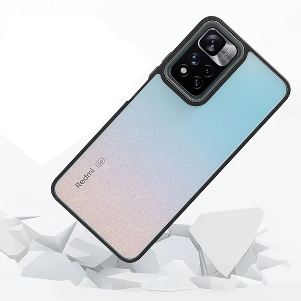 Xiaomi Poco M4 Pro 5G - Kılıf Arkası Şeffaf Kamera Çevresi Parlak Zıt Renkli Flora Kapak - Resim 2